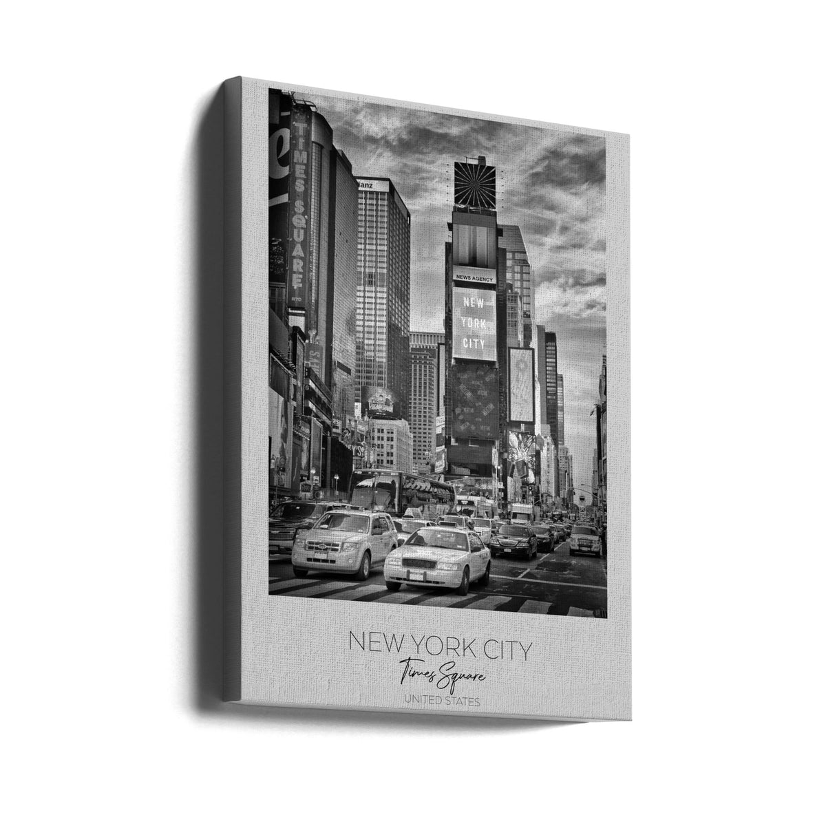 Black and White Times Square Street Scene Canvas Wall Art | NEW YORK CITY Times Square