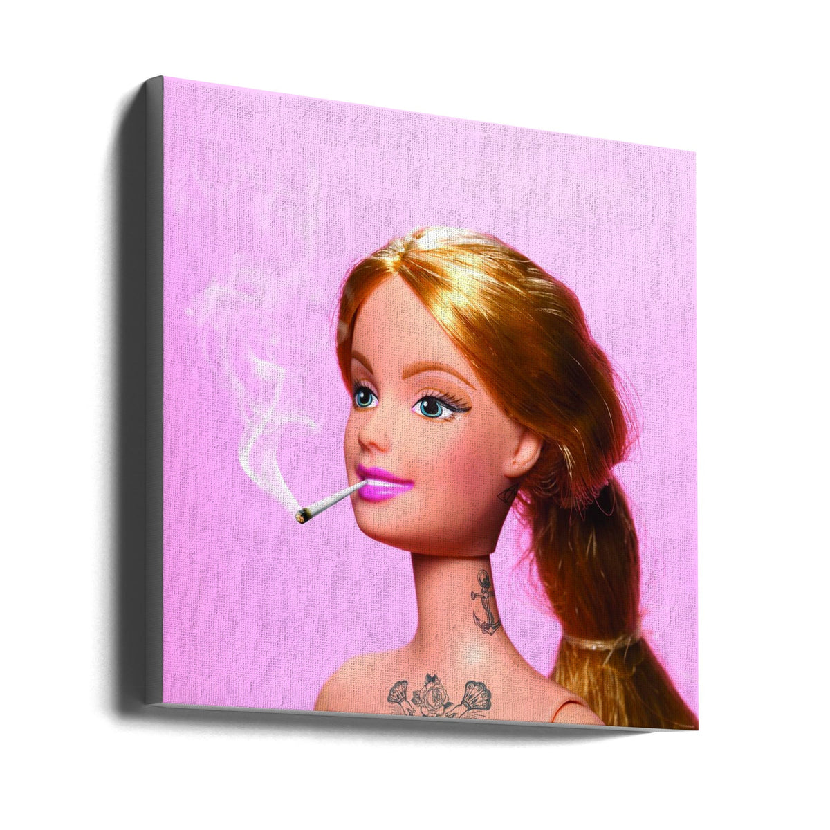 Pink Fashion Doll Pop Art Portrait Canvas Wall Art | Girl Grown Up