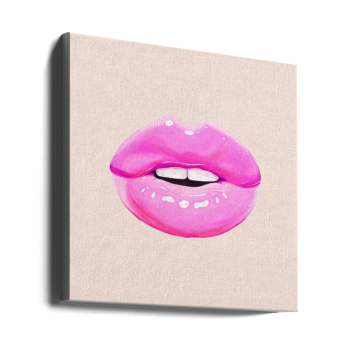Glossy Pink Lips Minimal Pop Art Canvas Wall Art