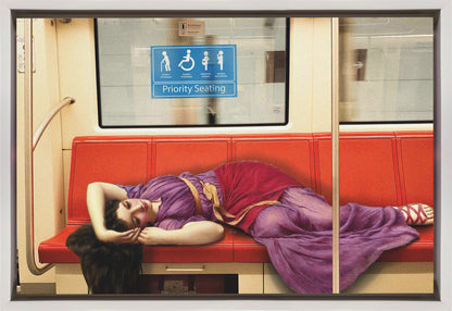 Classical Woman Reclining on a Subway Seat Canvas Wall Art | Priority Seating