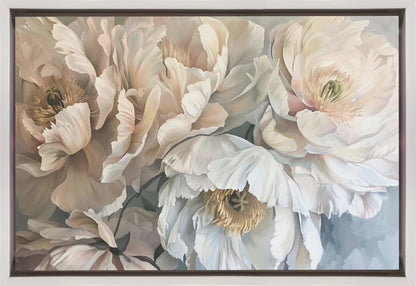 Soft White and Blush Flower Painting Canvas Wall Art | Poster Flower Paint 1
