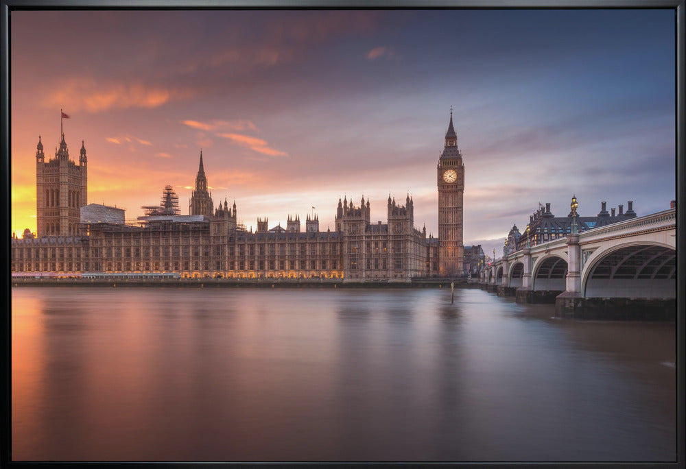 Palace of Westminster at Sunset Canvas Wall Art | London Palace of Westminster Sunset
