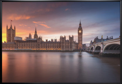 Palace of Westminster at Sunset Canvas Wall Art | London Palace of Westminster Sunset