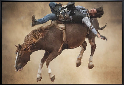 Western Rodeo Rider on a Bucking Horse Canvas Wall Art | Flat Out