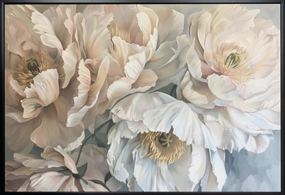 Soft White and Blush Flower Painting Canvas Wall Art | Poster Flower Paint 1