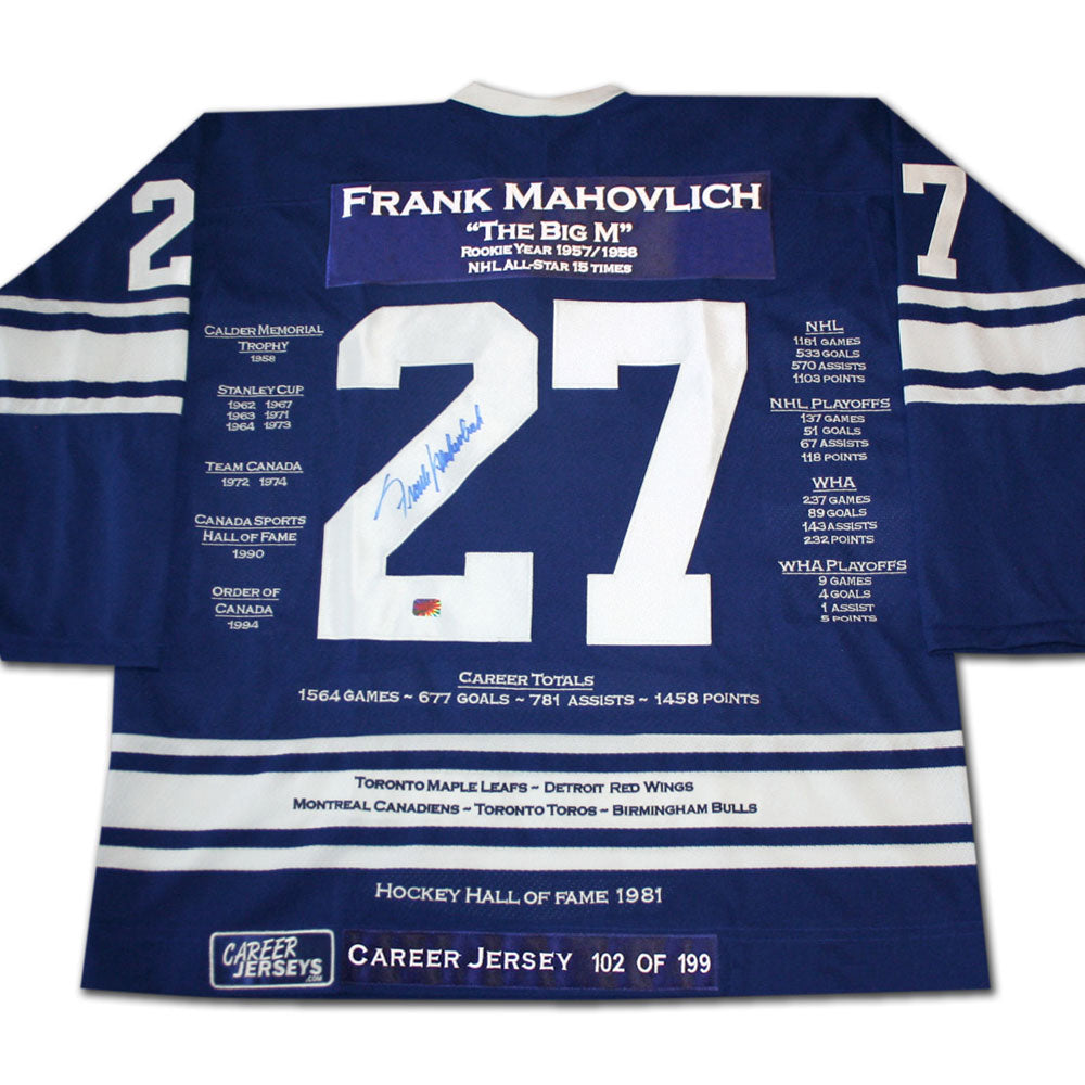 Frank Mahovlich Toronto Maple Leafs Career Jersey /199