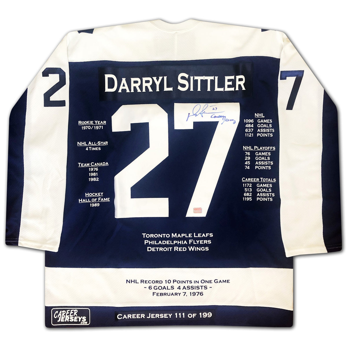 Darryl Sittler Toronto Maple Leafs Career Jersey /199