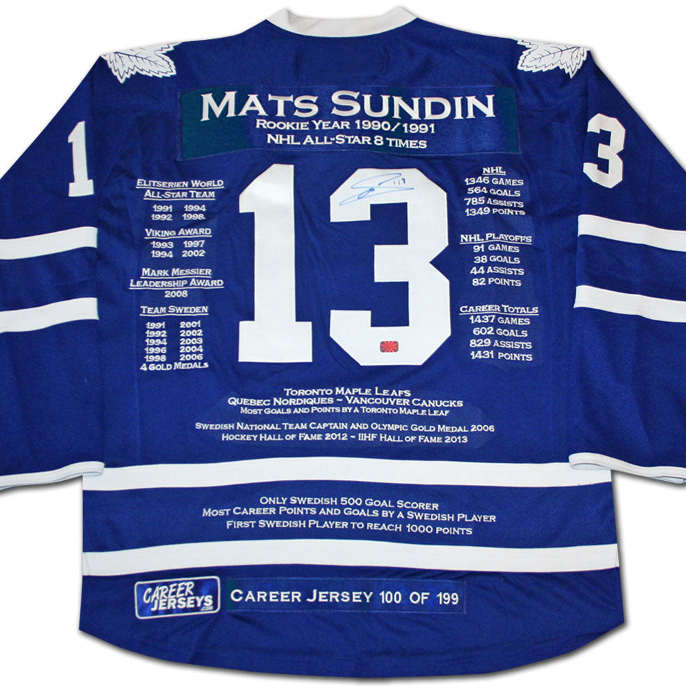 Mats Sundin Autographed Career Jersey