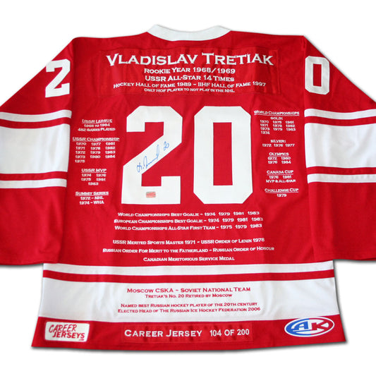 Vladislav Tretiak Autographed Career Jersey