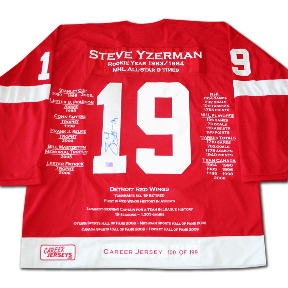 Steve Yzerman Autographed Career Jersey