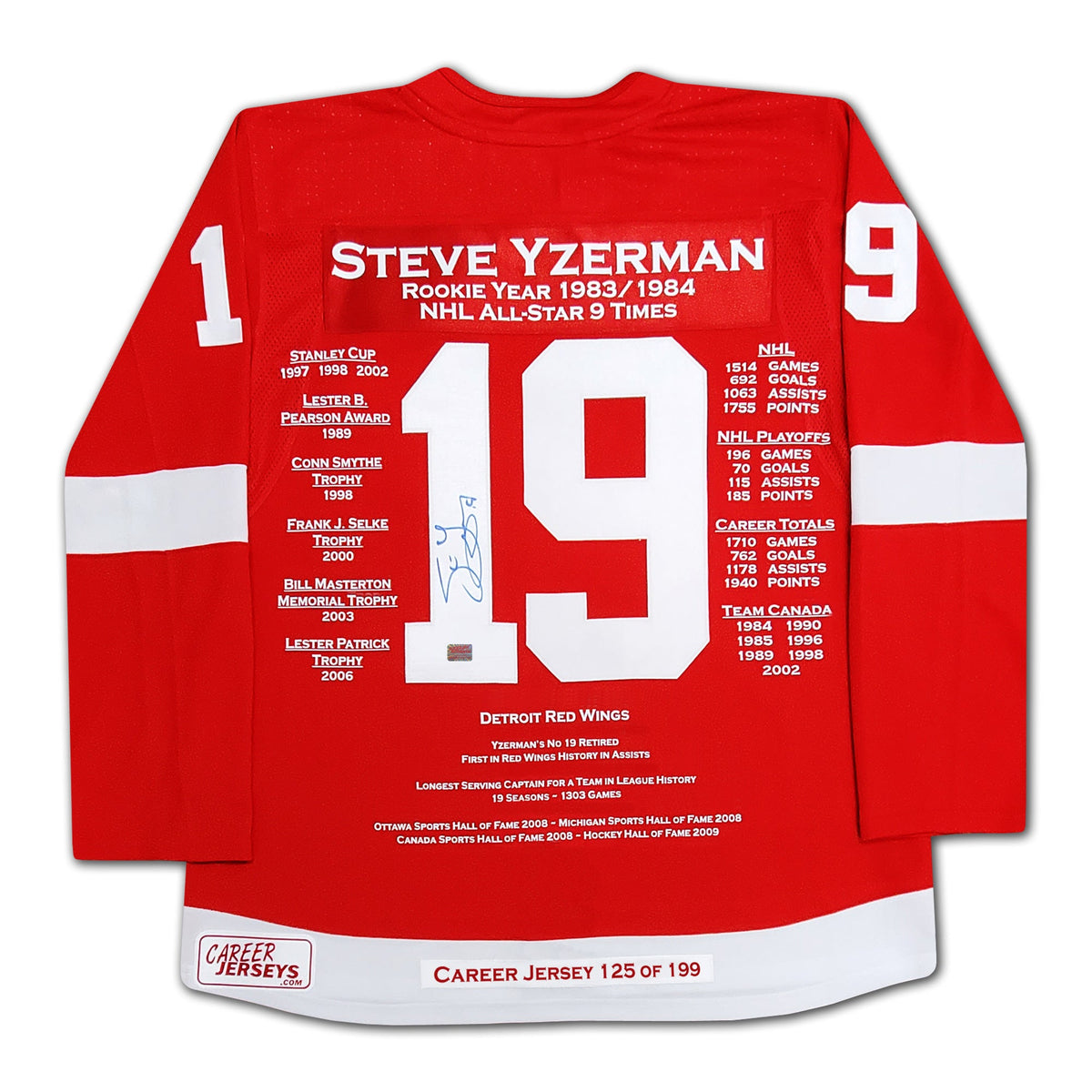 Steve Yzerman Autographed Career Jersey