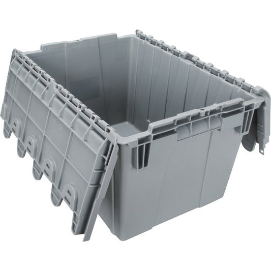 Conteneur de distribution en plastique à couvercle articulé