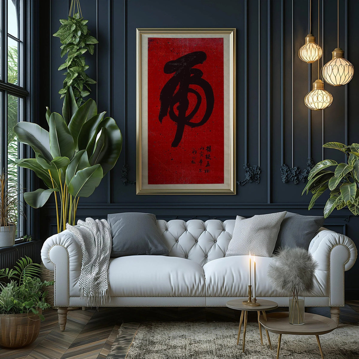 Impression d'Art Calligraphique Tigre : Giclée Vintage Japonaise Chinoise (2x1)