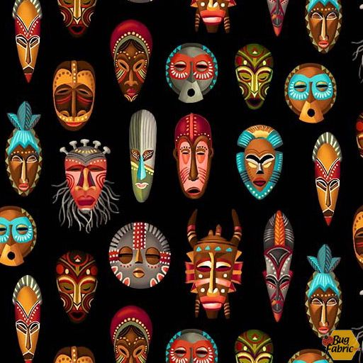 Michael Miller - Kenya - Masques indigènes - CX9986-BLAC-D