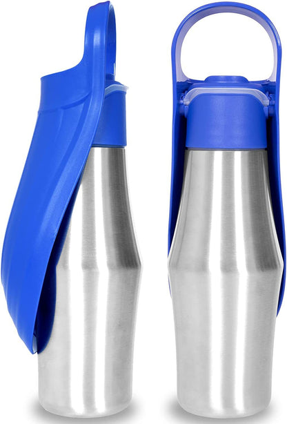 750ml Portable Dog Water Bottle – Stainless Steel Pet Water Dispenser with Silicone Bowl