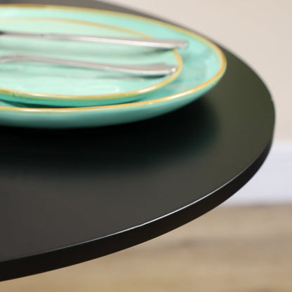 Table à manger ronde moderne Jan avec piètement en acier pour petits espaces - Noir