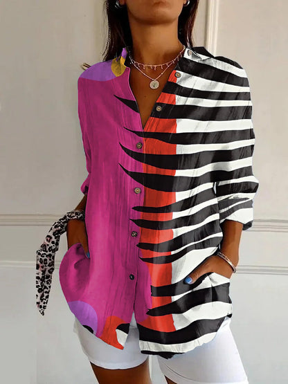 Women’s Floral Print Long-Sleeve Button Shirt – Casual Printed Cardigan Top | Sizes XS–5XL