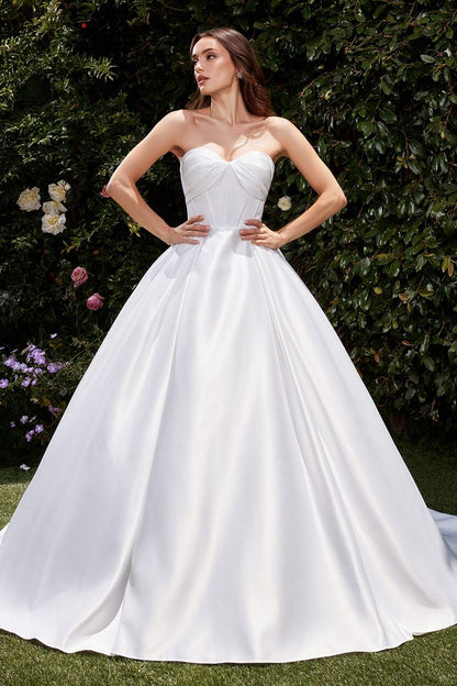 ROBE DE MARIÉE PRINCESSE EN SATIN SANS BRETELLES
