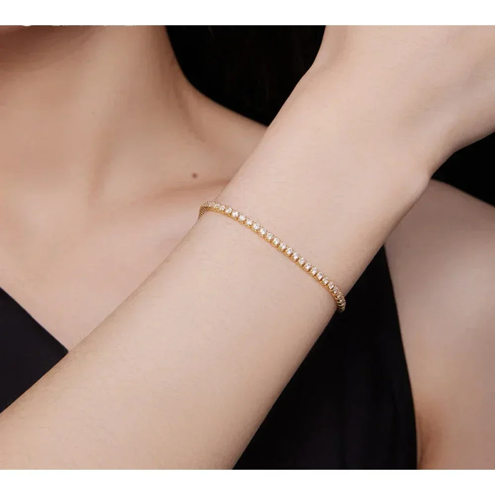 Bracelet de tennis en argent sterling 925 et zircone cubique