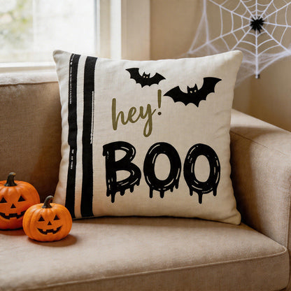 Halloween Funny Ghost Throw Pillow Cover – Decorative 45 x 45 cm Cushion Cover for Sofa, Couch & Home Décor