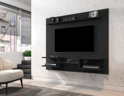 Meuble TV mural Augusta Modern avec étagères - Noir
