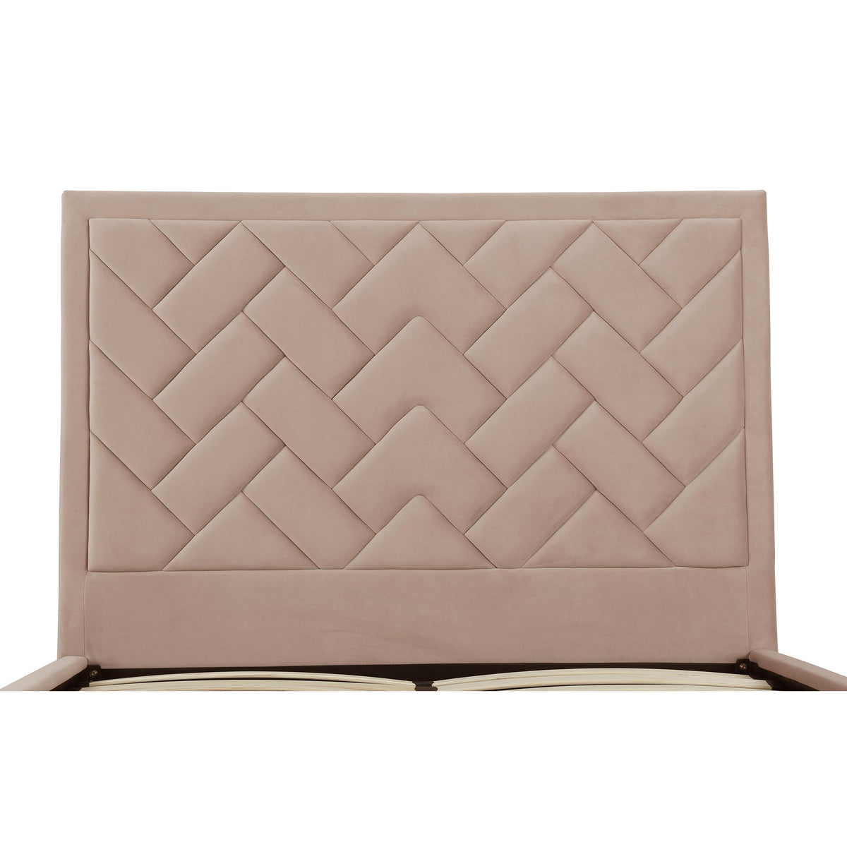 Lit plateforme Queen en velours rembourré Gallagher - Beige nude