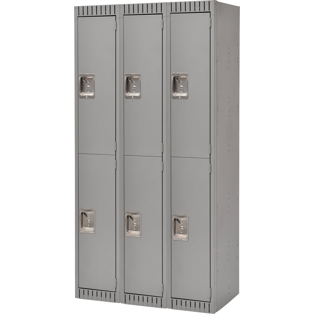 Lockers, 2 -tier, Bank of 3, 36" x 18" x 72", Steel, Grey, Rivet (Assembled)