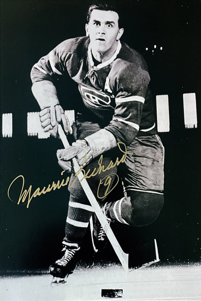 Maurice Richard Signed 5x7 Sepia Photo with Gold Ink