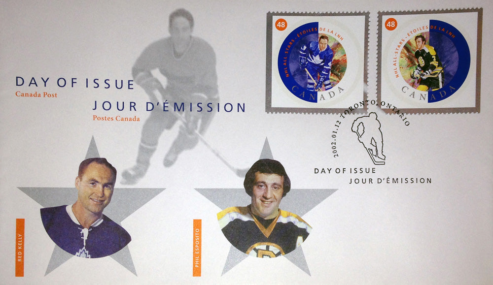 Red Kelly & Phil Esposito 2002 Day of Issue Stamp Set