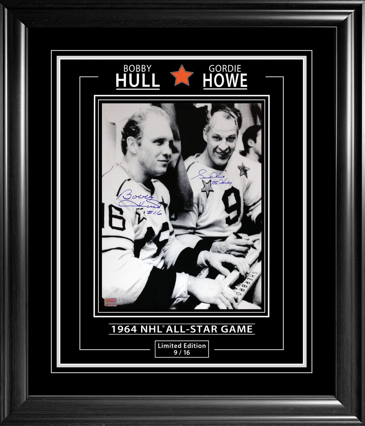 Gordie Howe & Bobby Hull Signed 11x14 Framed Photo #9 of 16