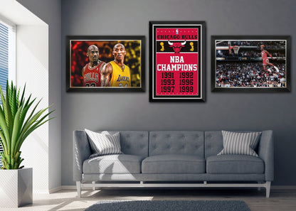 Michael Jordan & Kobe Bryant Framed Canvas (33.5x23.5)