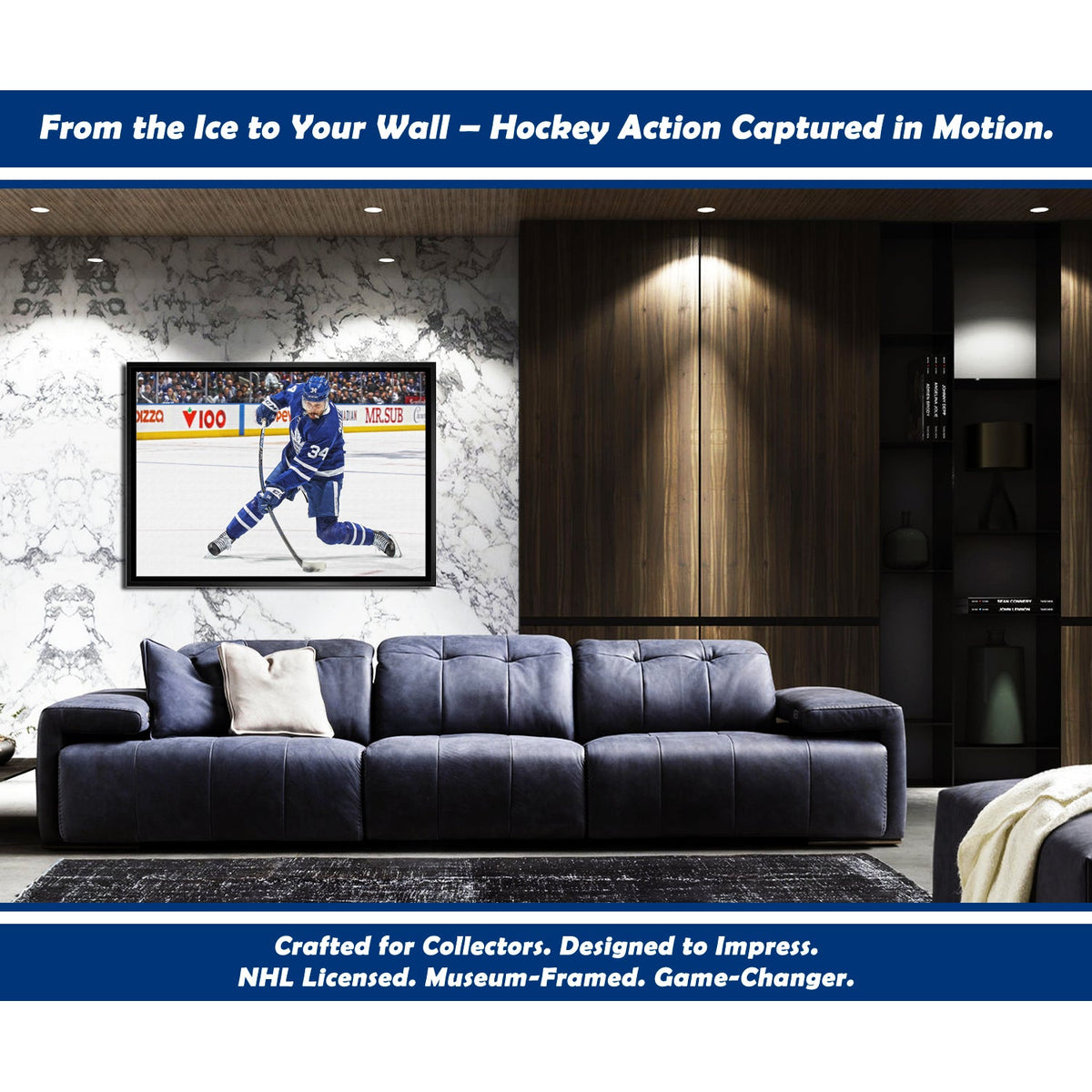 Auston Matthews Slapshot Toronto Framed Canvas (31.5x22.5)