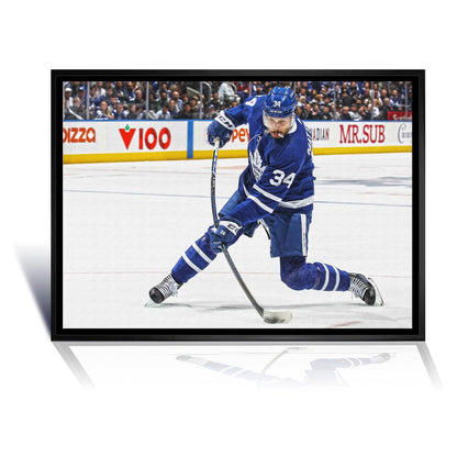 Auston Matthews Slapshot Toronto Framed Canvas (31.5x22.5)
