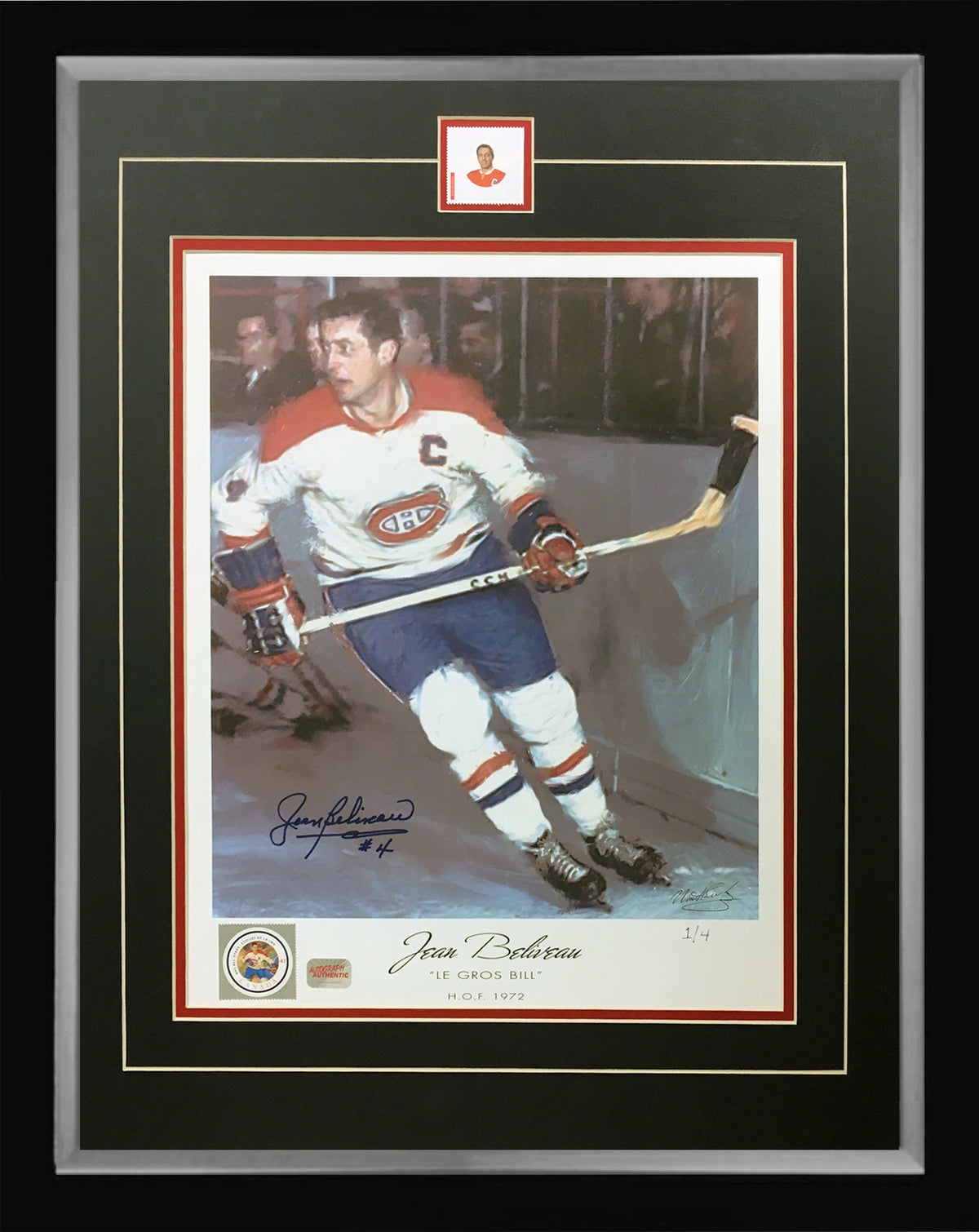 LITHOGRAPHIE SIGNÉE JEAN BÉLIVEAU ÉDITION LIMITÉE 1 DE 4 - CANADIENS DE MONTRÉAL 24"X20"