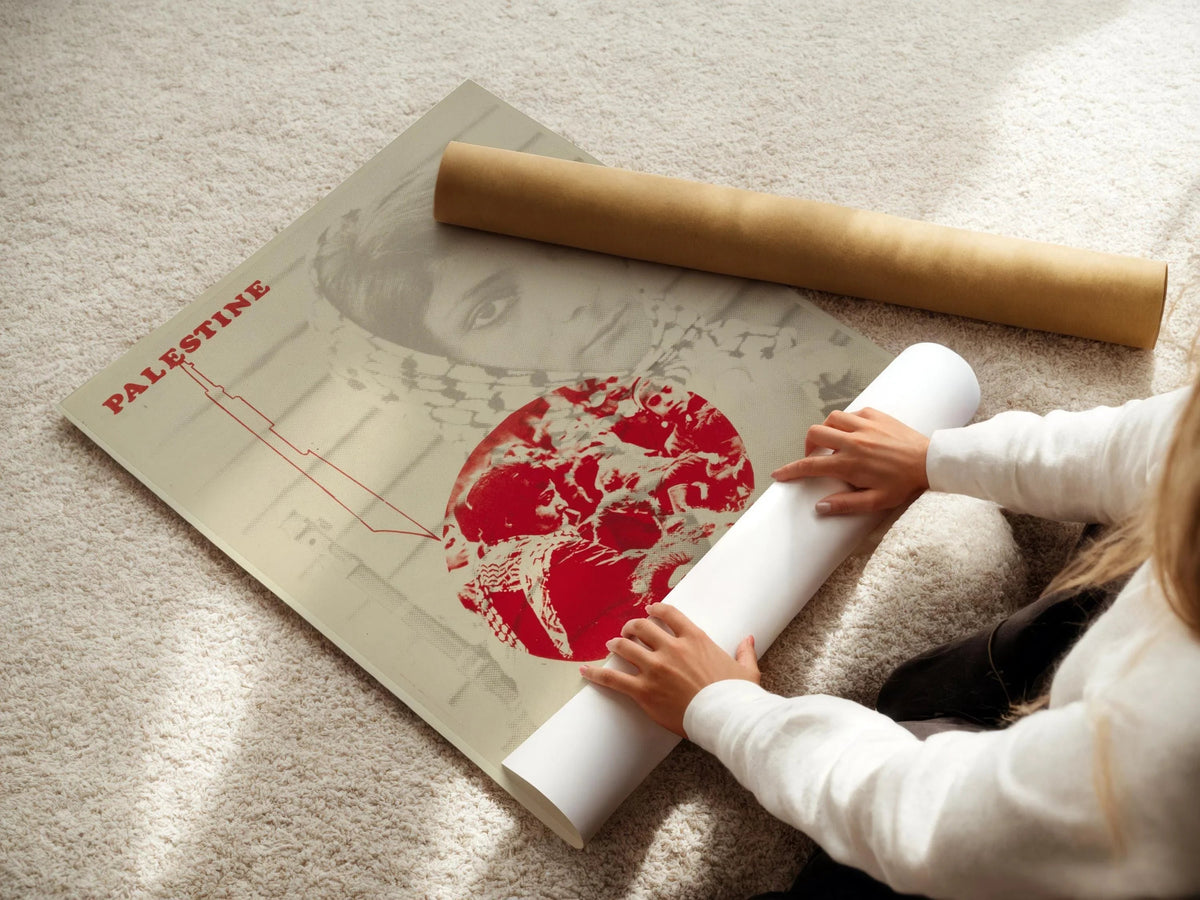 Affiche Palestine Libre - Leïla Khaled (Article de collecte de fonds) | Impression d'art de libération disponible encadrée à la main ou non encadrée