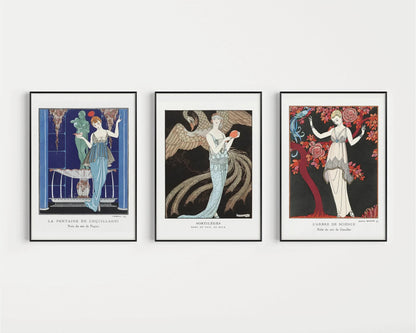 Triptyque George Barbier | Célèbres illustrations de mode Art Nouveau disponibles encadrées