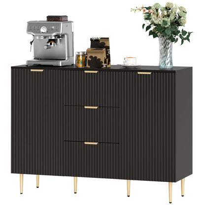 Buffet de cuisine moderne/Meuble de rangement pour couloir Ellis avec 3 tiroirs – Noir