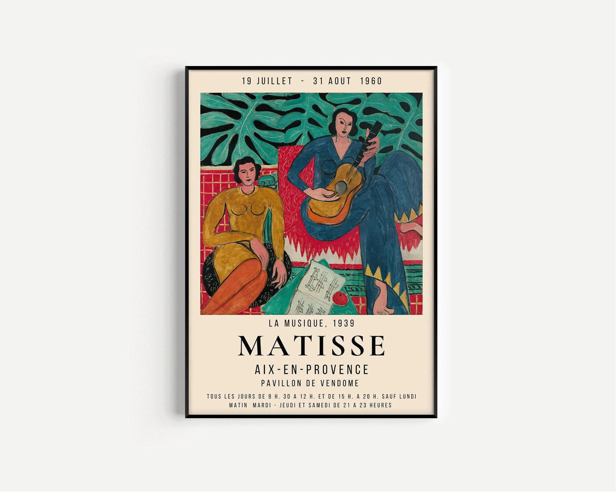 Henri Matisse - La Musique | Affiche d'exposition de tableaux célèbres (disponible encadrée à la main ou non encadrée)