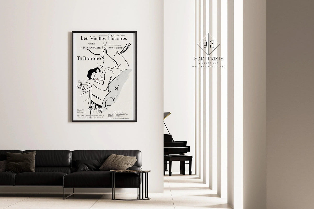 Henri Toulouse Lautrec - Ta Bouche | Famous Sketch Neutral Art Poster (available handframed or unframed)