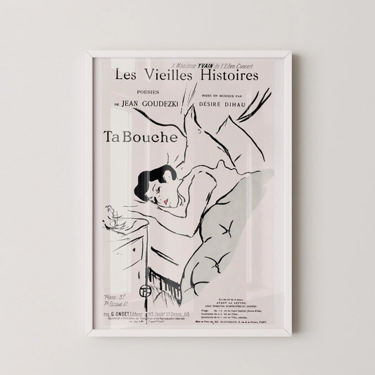 Henri Toulouse Lautrec - Ta Bouche | Affiche d'art neutre célèbre (disponible encadrée à la main ou non encadrée)