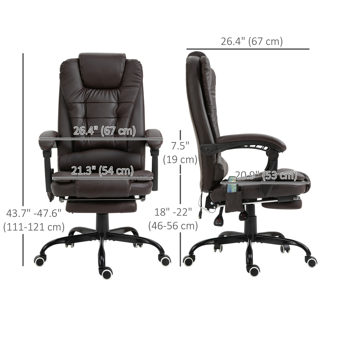 Declan Executive Office Chair with 7-Point Massage and Reclining Features-Brown