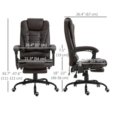 Declan Executive Office Chair with 7-Point Massage and Reclining Features-Brown