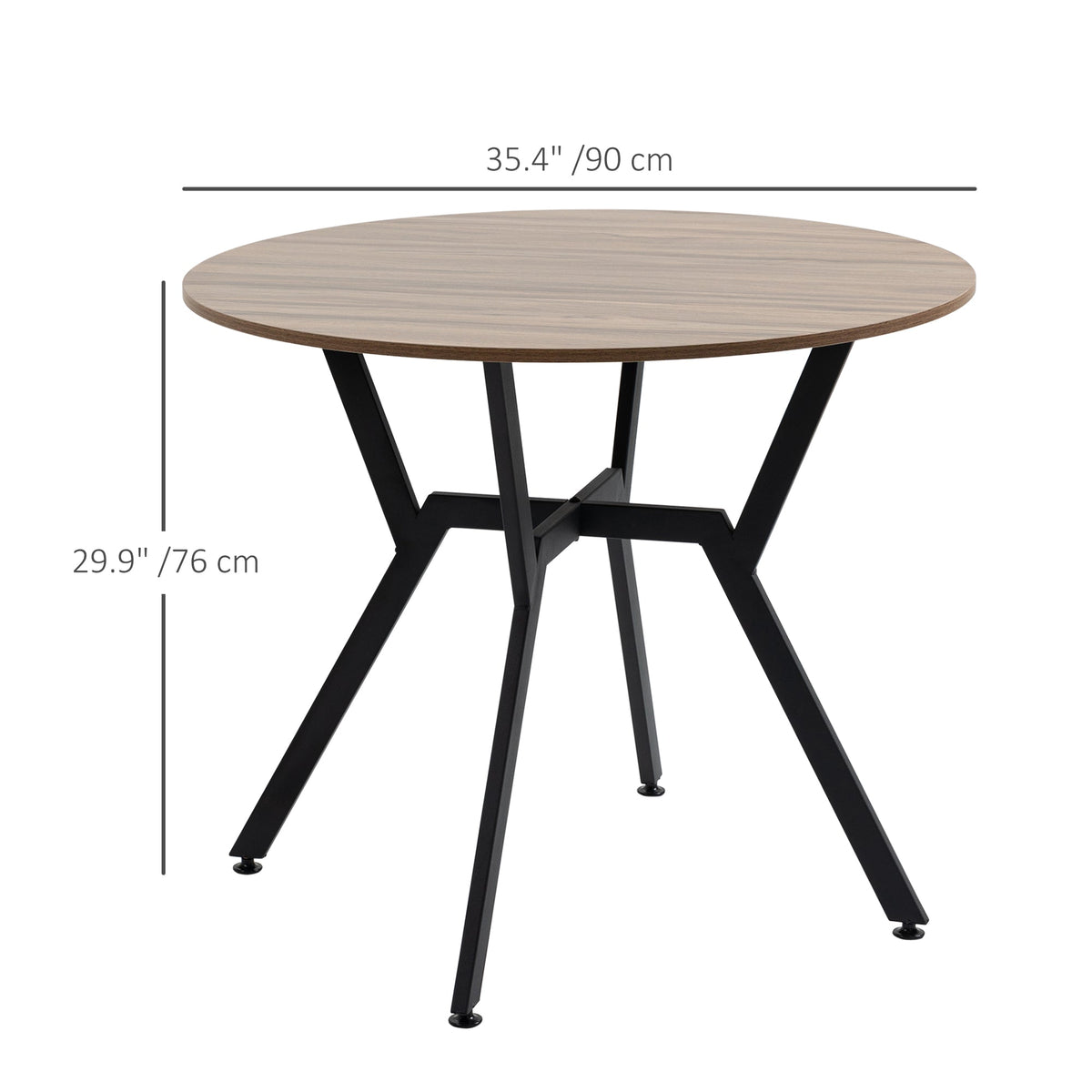 Table de salle à manger ronde Ainsley de 35" avec cadre en acier-Brun