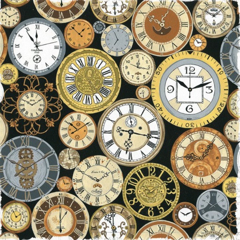 Gordon Fabrics - Victorian Vintage - 4 Clocks
