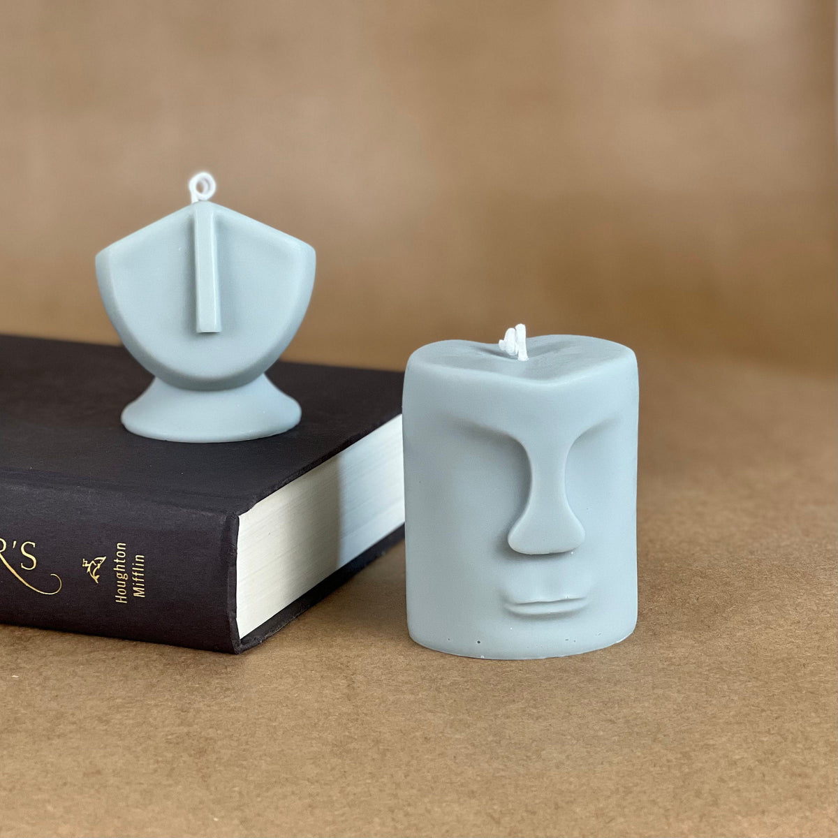Statue Face Soy Wax Candle Set | Sculptural Home Decor