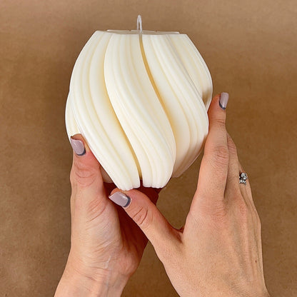Big Swirl Soy Candle | Unscented Decorative Pillar
