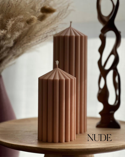 Bougie Pilier en Cire de Soja Cannelée | Décoration Végane Faite à la Main