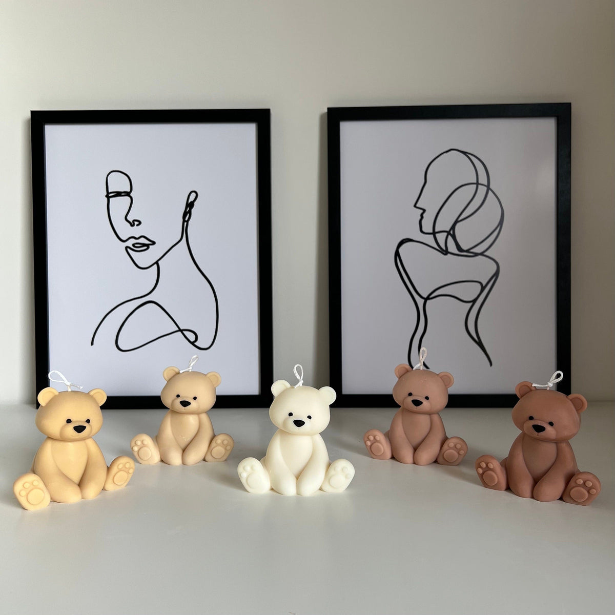 Teddy Bear Candle | Decorative Soy Wax Pillar, Nursery Decor