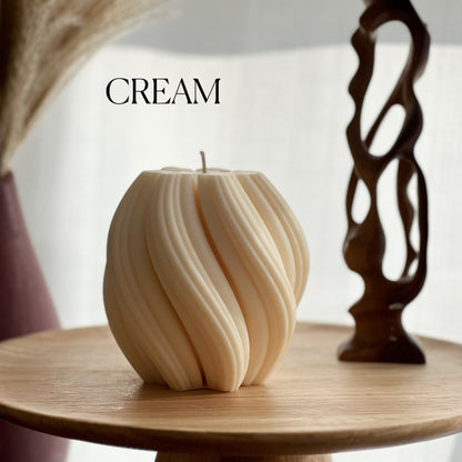 Big Swirl Soy Candle | Unscented Decorative Pillar