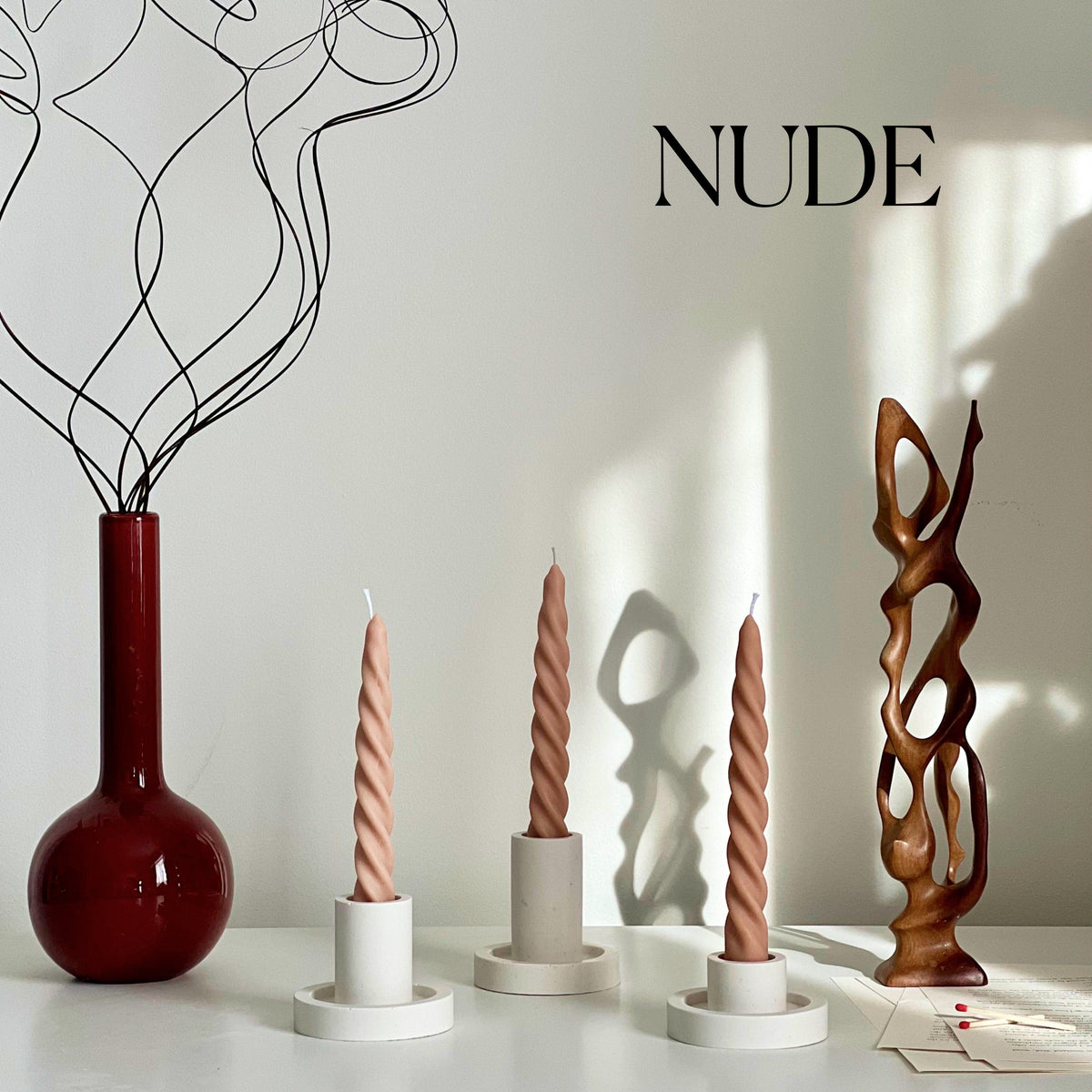 Handmade Twisted Soy Wax Taper Candle: Pastel Dinner Candle